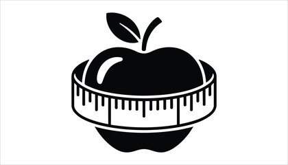 Apple with Measuring Tape Health Concept