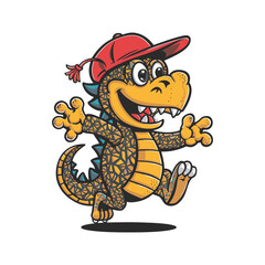 Cheerful Cute Dragon Boy Illustration