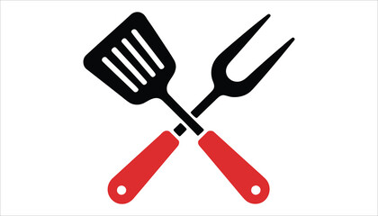Crossed Spatula and Fork Kitchen Tools Vector
