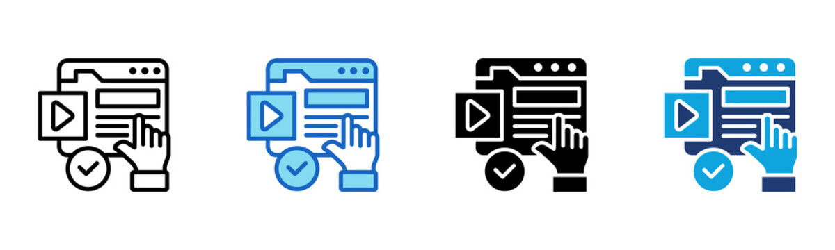 Video Tutorial icon Multi Style Vector Illustration