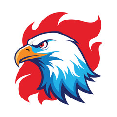 Bald Eagle Head with Red White Blue Smoke Effect, Patriotic American Symbol Vector Illustration.
