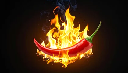 Plexiglas schilderij Hete pepers burning hot chili pepper  © HaeguL