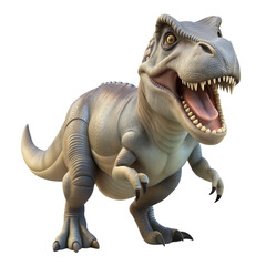 Fototapeta premium Fierce tyrannosaurus rex dinosaur roaring with open mouth isolated on transparent background