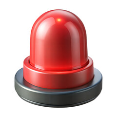Fototapeta premium Red emergency siren light beacon with metallic base isolated on transparent background