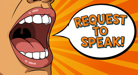 Loud expression with request to speak bubble, vector illustration, communication concept using pop