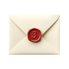 Sealed Cream Envelope Featuring Red Wax Seal with Number Three
