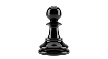 A single black chess pawn piece isolated on a transparent background isolated on transparent background
