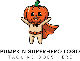 Animated pumpkin superhero character with a cape and cute Halloween mascot