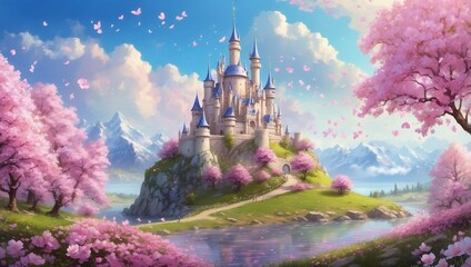 Blossoms Dance Around Fairy Tale Castle