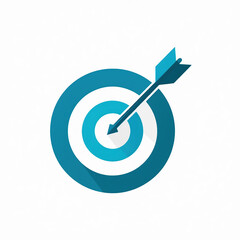 A Flat Design Bullseye Target with Arrow Illustration for Business Strategy and Marketing Success, Featuring a Clean and Modern Aesthetic on a White Background, Ideal for Presentations and Websites