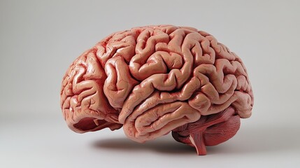 Detailed Anatomical Human Brain Model on White Background for Medical, Educational, and Neuroscience Concepts
