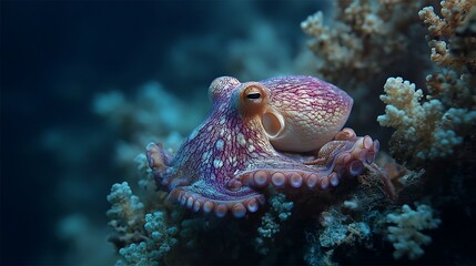 Obraz premium Octopus blends with coral