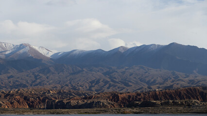 mountain range of Tien Shan against the sky in kyrgyzstan