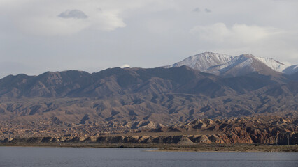 mountain range of Tien Shan against the sky in kyrgyzstan