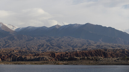 mountain range of Tien Shan against the sky in kyrgyzstan