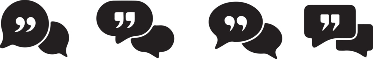 Four Black Speech Bubble Icons for Communication