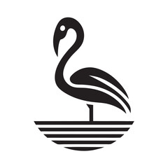 Water Ripple Flamingo Bird Logo Design