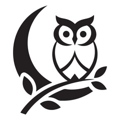 Moon Background Night Owl Logo Design