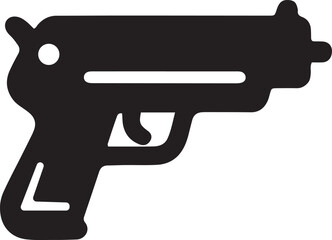  Black and White Gun Icon in Clean flat Vector design format.