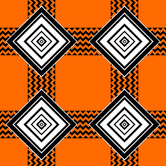 Seamless geometric pattern set with bold warning signs and decorative road-inspired design