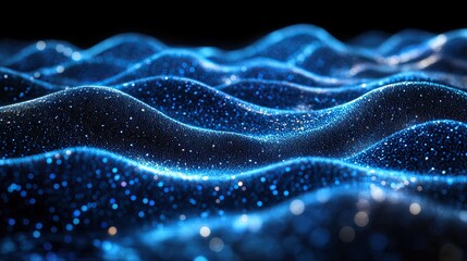 Obraz premium Flowing landscape of blue data waves, futuristic digital terrain design for big data, analytics, or visualization themes