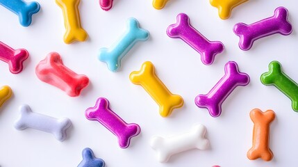 Naklejka premium Colorful Dog Bone Pattern Background Flatlay