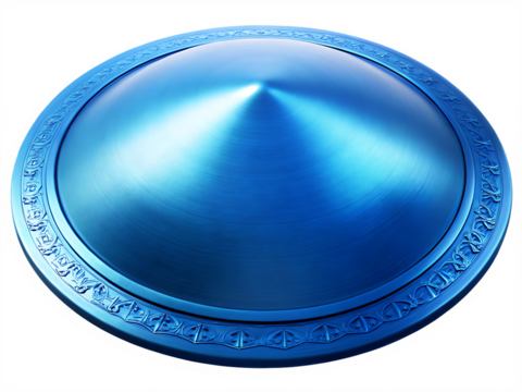  blue metallic shield illustration isolated on white background PNG, ai generated