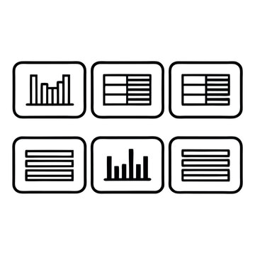 Clean line art icons for comprehensive data analysis and visualization
