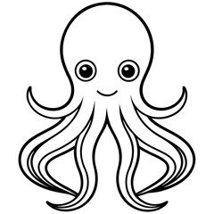 Clean line art octopus head illustration on white background for advertising