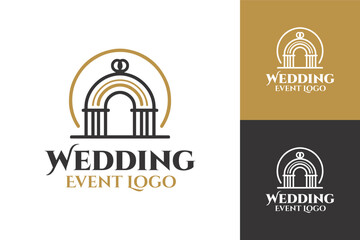 Elegant Wedding Event Logo with Arch and Rings