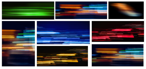 Abstract light trails in the dark, motion blur effect