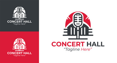 Dynamic Concert Hall Logo with Microphone and Event Vibes