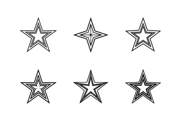 retro star icon line art vector illustration