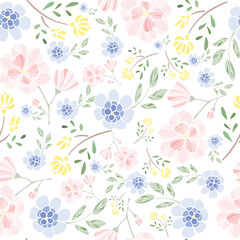 coquette seamless pastel flowers pattern