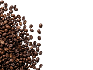 High-Resolution Close-Up of Freshly Roasted Coffee Beans on a Black Background Perfect for Coffee Enthusiasts and Culinary Illustrations