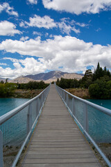 Scenic Pedestrian Bridge Over Turquoise River