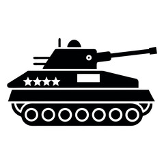 Obraz premium Black military tank icon for vehicle and warfare graphics