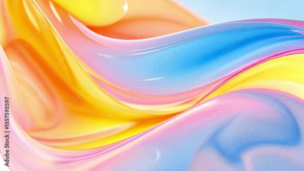 Aufkleber Abstract Colorful Swirls: A mesmerizing abstract image featuring vibrant swirls of yellow, pink, and blue, creating a dynamic and visually appealing design. The smooth.