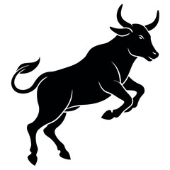 Obraz premium Dynamic zebu bull leaping gracefully against a clean white background