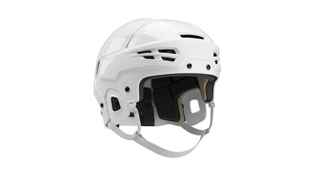 Detailed view of a sleek white hockey helmet showcasing safety and modern design