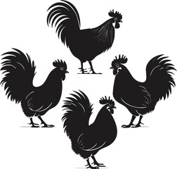 Elegant Chicken Silhouette Set A Collection of High-Quality Silhouettes for Design Projects