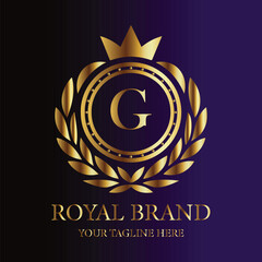 Gold royal brand logo letter G luxury design