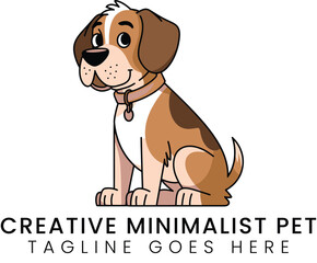 Fototapeta premium Charming cartoon dog sitting sweetly with its collar looking adorable animal art