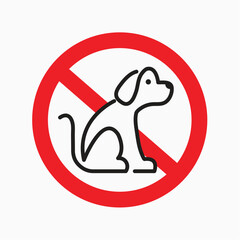 No Dogs Allowed: A stark, yet elegantly minimal design of a prohibition sign, featuring a universally recognizable emblem of a dog inside a red circle.
