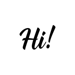 Greeting text "Hi!" in calligraphic style, vector image on transparent background