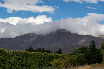 Mountain Landscape with Clouds and Greenery