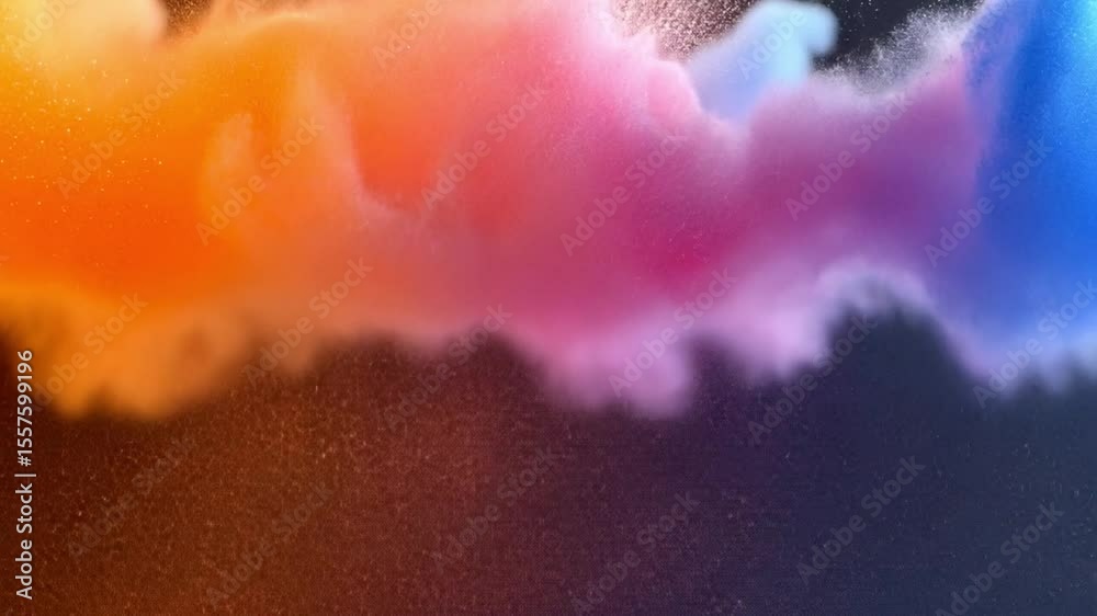 Aufkleber Colorful Ink Cloud: A mesmerizing display of vibrant ink swirling together, creating an ethereal and abstract cloud of color against a dark backdrop.