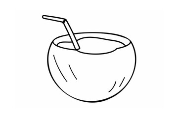 Coconut drink with straw beverage tropical