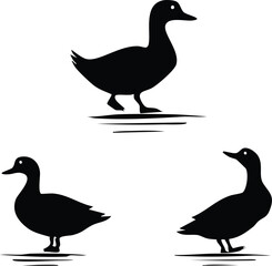 Elegant Duck Silhouettes A Versatile Animals Silhouette Set for Design Projects