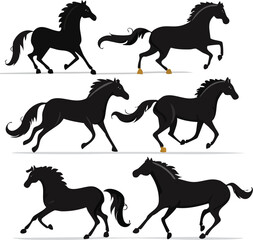 Elegant Horse Silhouette Set A Collection of Running and Rearing Arabian Horse Silhouettes for Design Projects